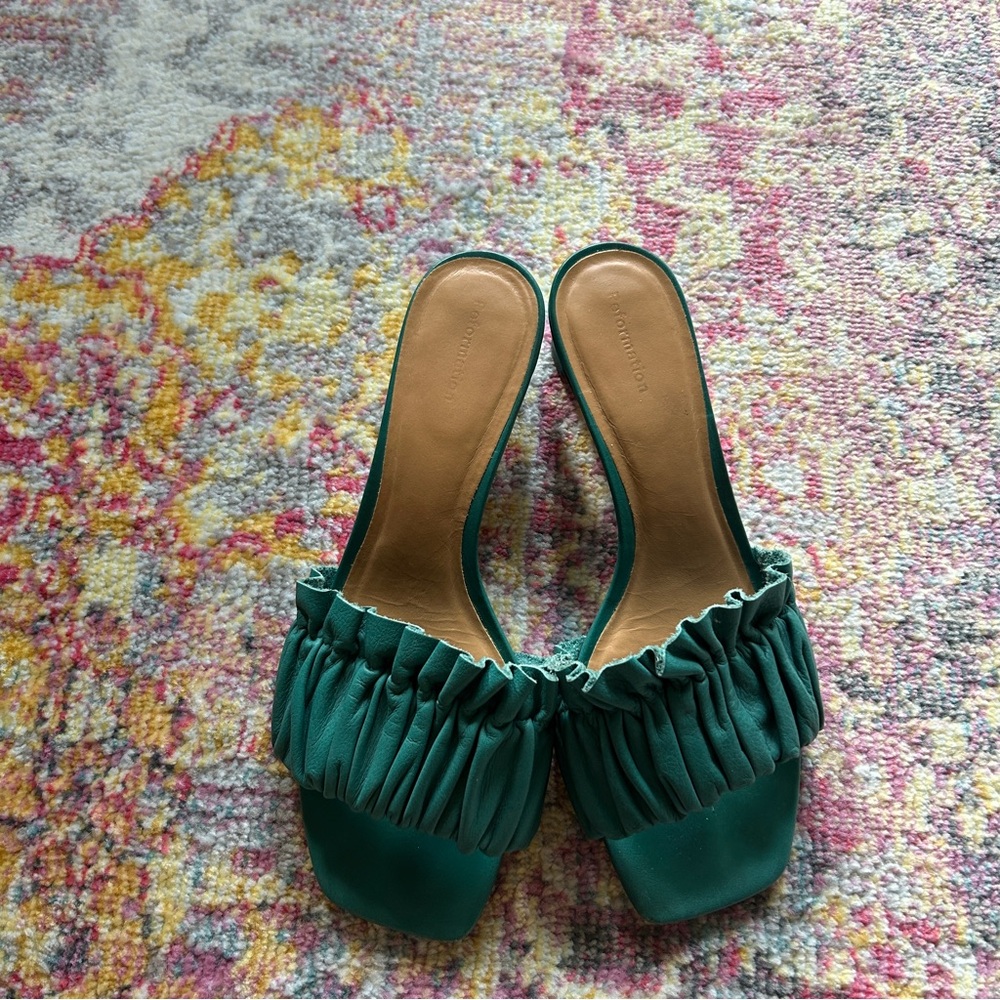Reformation teal sandals, size 7